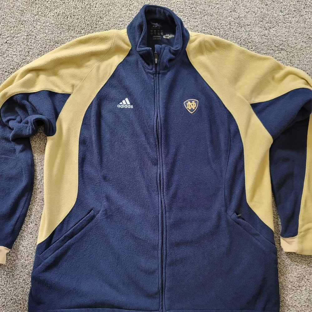 Men's Adidas Notre Dame full Zip Fleece  Clima warm Large
